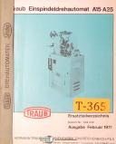 Traub-Traub Einspindeldrehautomat A15 & A25, Mill Parts Manual 1971-A15-A25-01